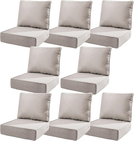 6" Thick Outdoor Cushions 22x24x6, 8-Set Deep Seat Patio Cushions by Pugire