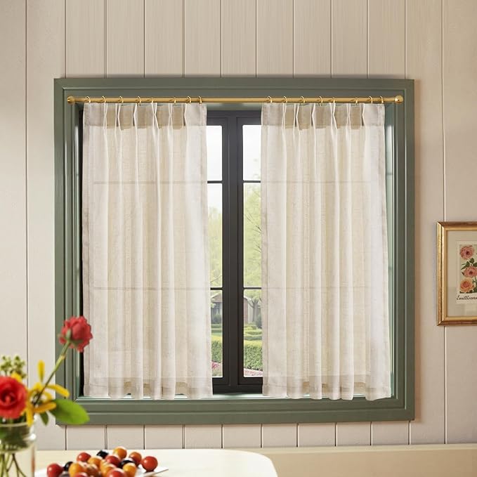 jinchan Pinch Pleated Linen Blend Curtains 45 Inch 2 Panels Light Filtering by JINCHAN