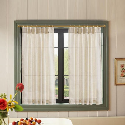 jinchan Pinch Pleated Linen Blend Curtains 45 Inch 2 Panels Light Filtering by JINCHAN