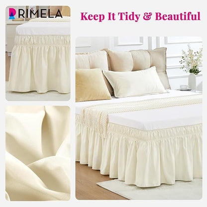 RIMELA Ivory Bed Skirt Queen Size 15 Inch Drop, Elastic Bed Skirting - Image 8