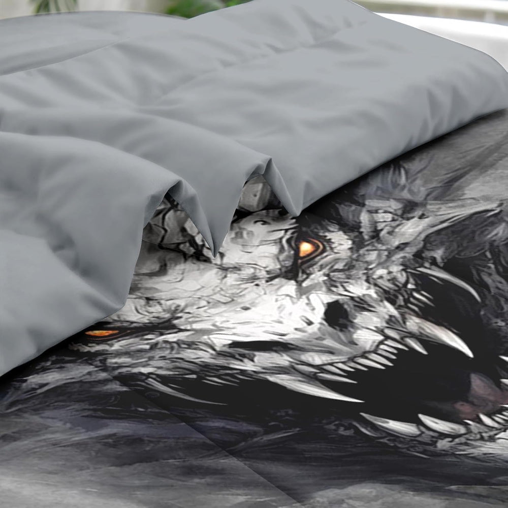 Pamnest King Comforter Set with Sheets, 7 Pieces Dragon Gray Bedding