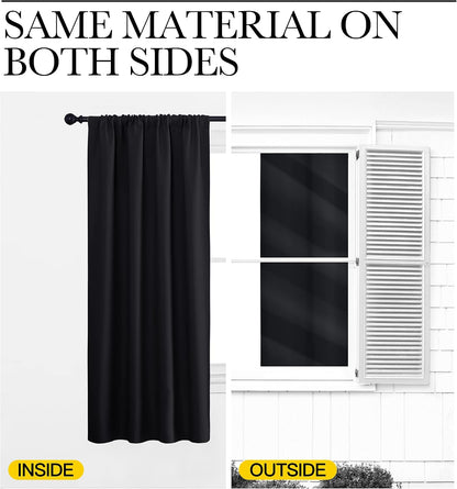 nicetown black blackout curtains for bedroom 70" wide on a desk or shelf
