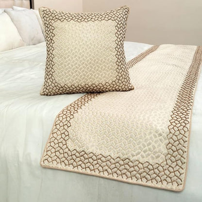The HomeCentric King/Queen/Twin Ivory & Gold Designer CA King 86"x18" Bed Runner - Image 5