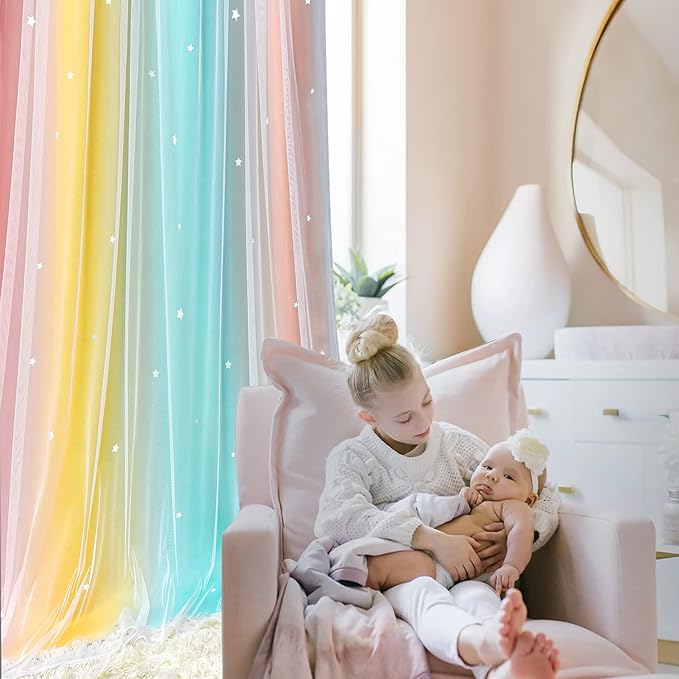 Kinryb Rainbow Star Cutout Curtains - Image 7