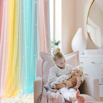 Kinryb Rainbow Star Cutout Curtains - Image 7