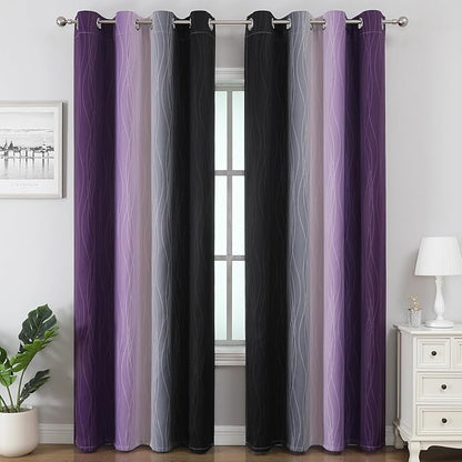 Estelar Textiler Black and Purple Ombre Blackout Curtains 90 Inches Long 2 - Image 2
