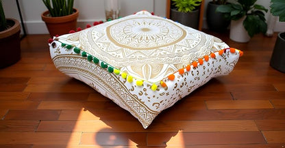CRAFT KALA Gold Large Hippie Mandala Meditation Floor Ottoman Pillow Cushion - Image 3