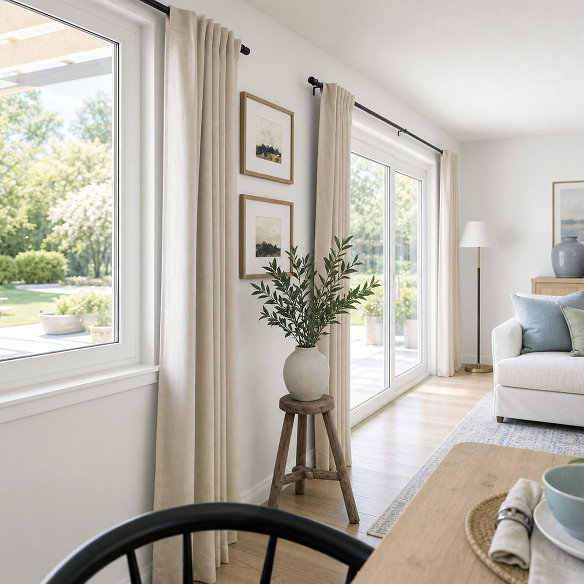 linen total blackout curtains for bedroom living room showing dimensions