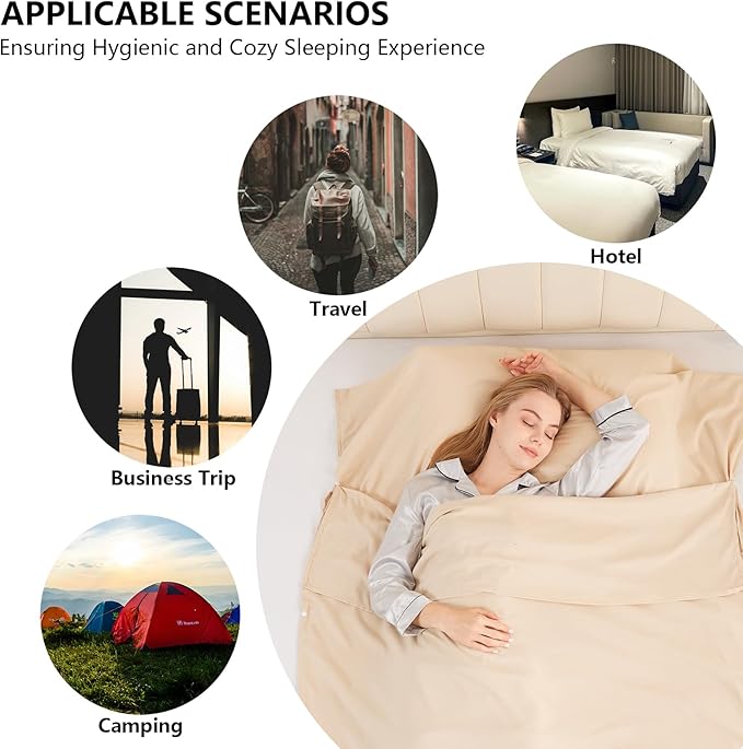 Sleeping Bag Liner Camping Adult Sleep Sack Lightweight Travel Sheet - Image 6