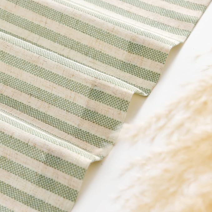 jinchan Tie Up Linen Textured Striped Bow Tie Curtain - Image 4