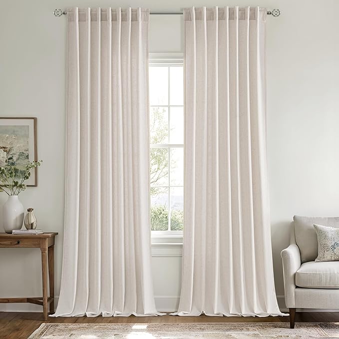 MIULEE Non-See-Through Privacy Linen Curtains 2 Panels, Light Filtering Window - Image 3
