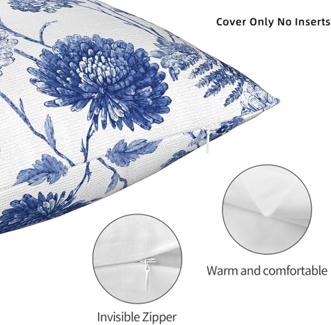 Throw Pillow Covers 18x18 Set of 2, Summer Floral Cushion Covers, Decorative - Image 6