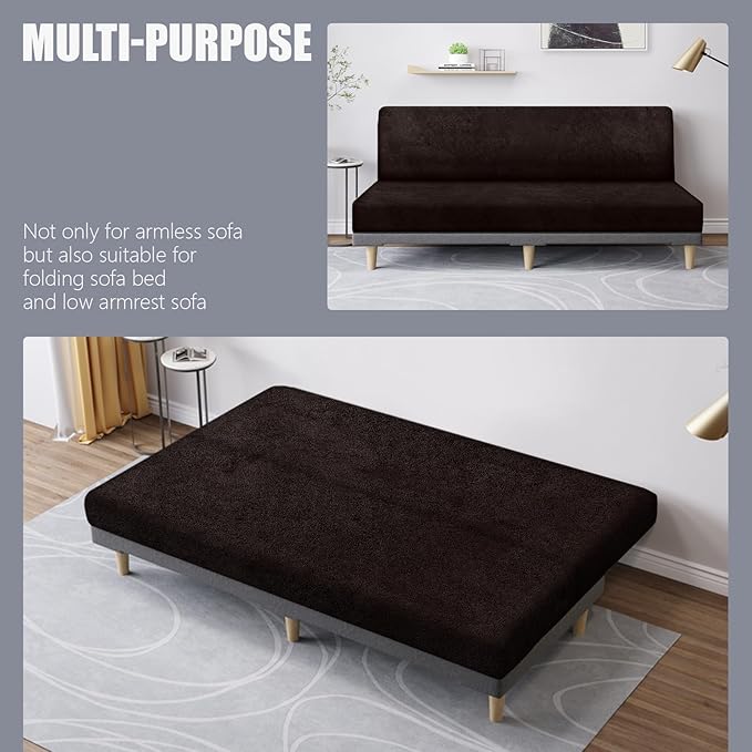 molasofa Leather Like Stretch Futon Slipcover Armless Sofa Cover Furniture - Image 4