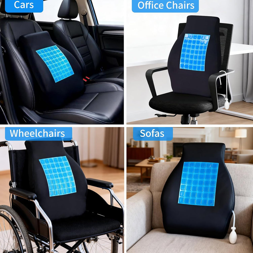 Adjustable Lumbar Support Pillow with Cooling Gel, Full Back Pain Relief