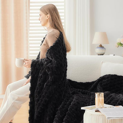 NEWCOSPLAY Super Soft Twin Blanket Black Premium Silky Flannel Fleece 3D Clouds - Image 4