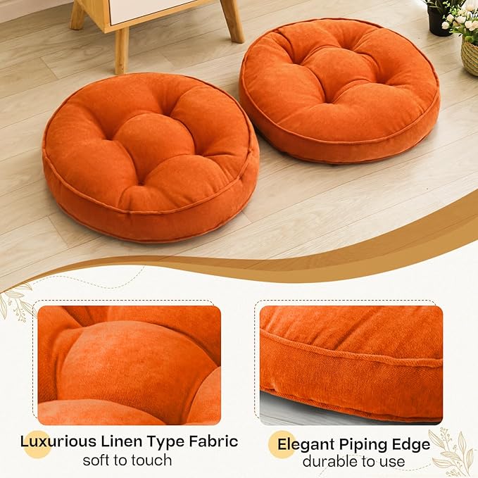 Floor Pillow Set of 2, Memory Foam Floor Cushions - Image 3
