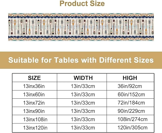Lake Summer Paddle Nautical Table Runner Stripes Wood Grain Farmhouse Kitchen - Image 4