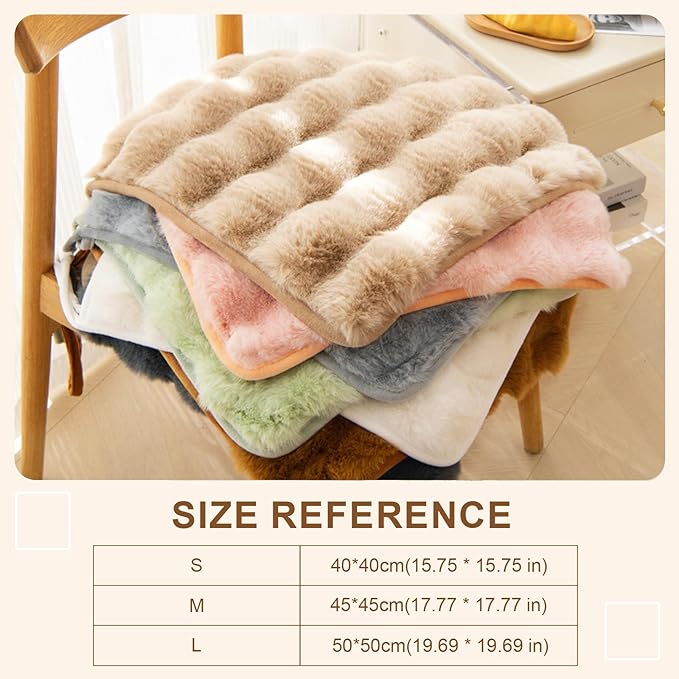 Square Faux Fur Seat Cushion, Faux Rabbit Fleece Chair Pad, Winter Thick Plush - Image 7