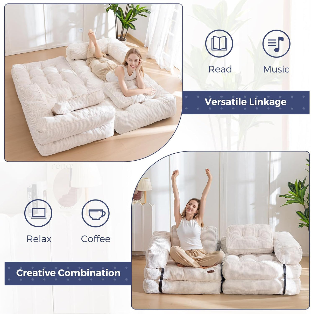maxyoyo folding sofa bed, convertible chair bed with, side view