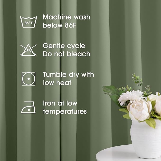 HOMEIDEAS Sage Green Blackout Curtains - Image 2