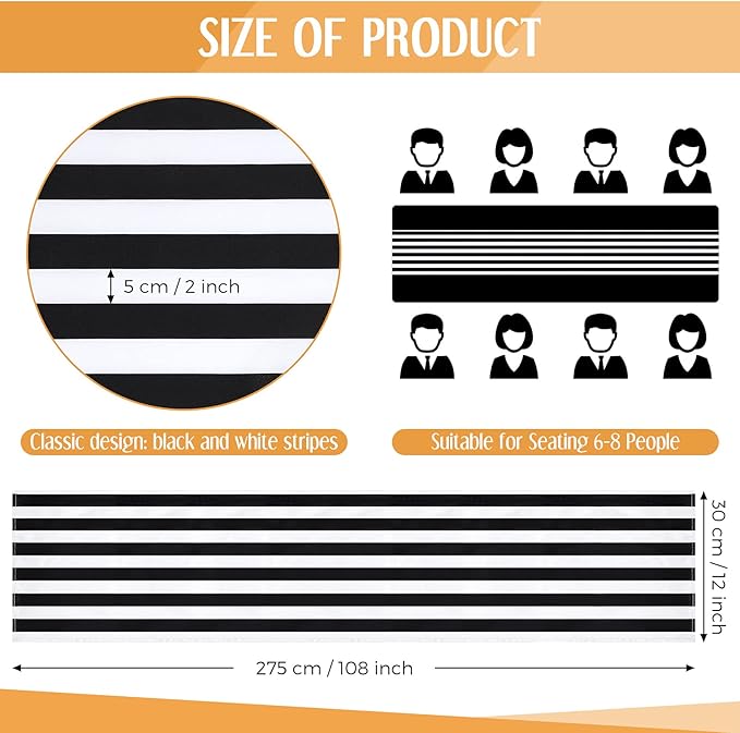 Striped Table Runner Polyester Decor Striped Design Modern Table Runner Elegant - Image 2