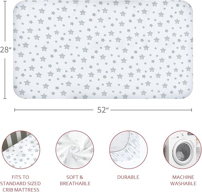 Crib Sheets for Girls 4 Pack, Fitted Crib Sheets for Standard Size Crib and - Image 5