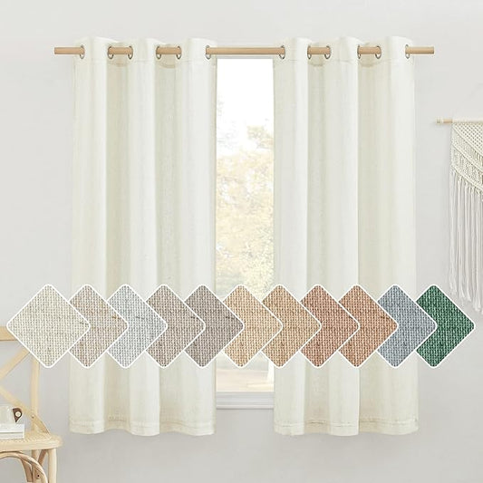 NICETOWN Thick Linen Bedroom Curtains 63 inch Length 2 Panels, Grommet Privacy by NICETOWN
