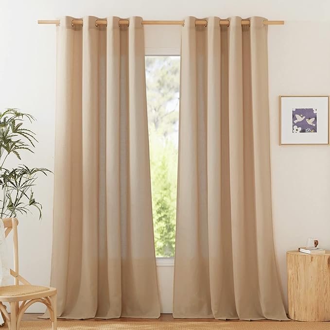 NICETOWN Rustic Linen 102 inch Long Curtains by NICETOWN