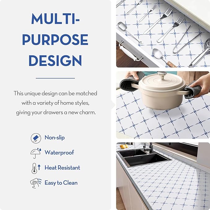 Drawer Shelf Liner for Cabinet, Slip Resistant Non Adhesive Liner for Kitchen - Image 6