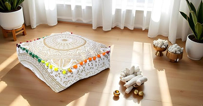 CRAFT KALA Gold Large Hippie Mandala Meditation Floor Ottoman Pillow Cushion - Image 2