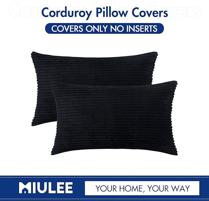 MIULEE Winter Pack of 2 Corduroy Pillow Covers 12 x 20 Inch Lumbar Throw Pillow - Image 6