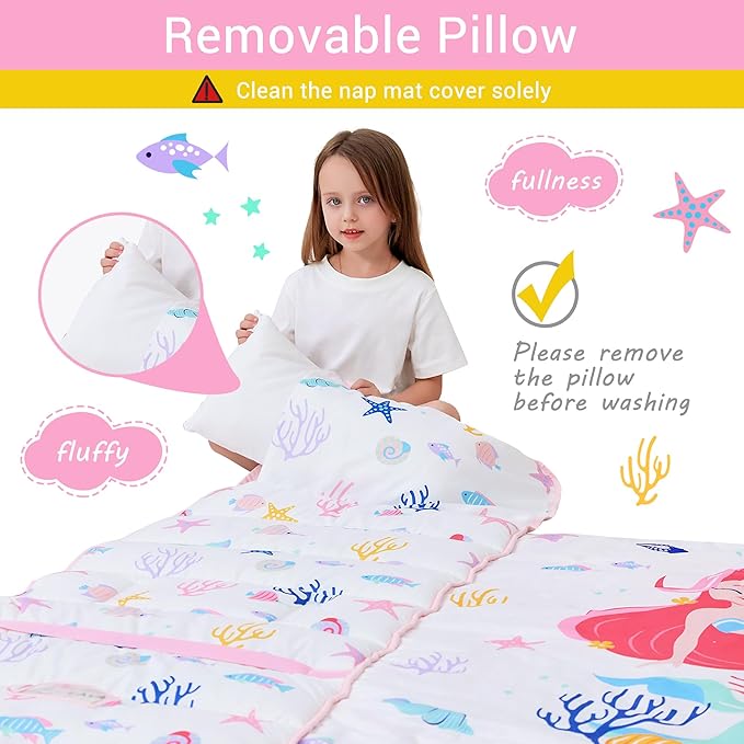 Toddler Nap Mat with Pillow and Blanket, Extra Large Rolled Napping Mats - Image 5