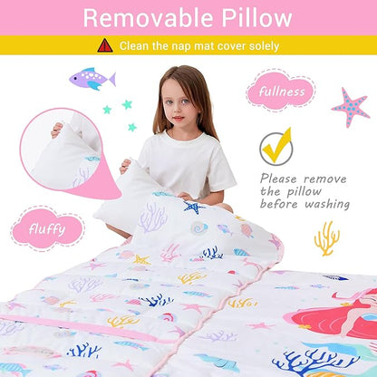 Toddler Nap Mat with Pillow and Blanket, Extra Large Rolled Napping Mats - Image 5