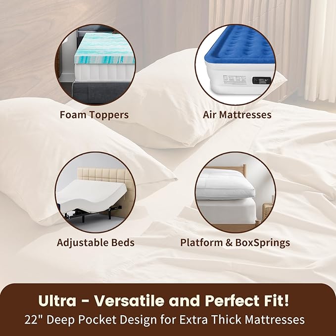 100% Linen Sheet Set King Size Extra Deep Pocket Fits 18-24 Inch Mattress - Image 3