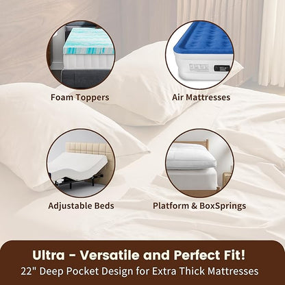 100% Linen Sheet Set King Size Extra Deep Pocket Fits 18-24 Inch Mattress - Image 3