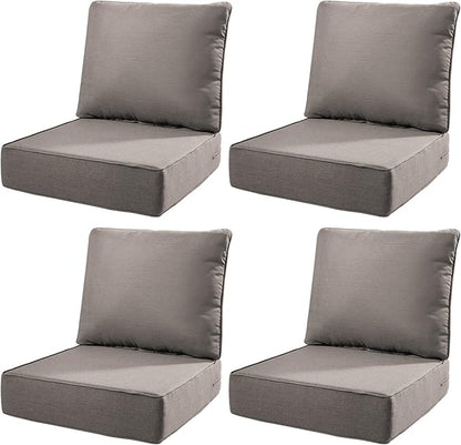 6" Thick Outdoor Cushions 22x24x6, 4-Set Deep Seat Patio Cushions by Pugire