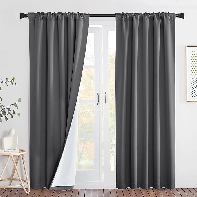 NICETOWN Grey Filter Mountain Fires, Sandstorms, Smog Curtain Panels, 100% - Image 9