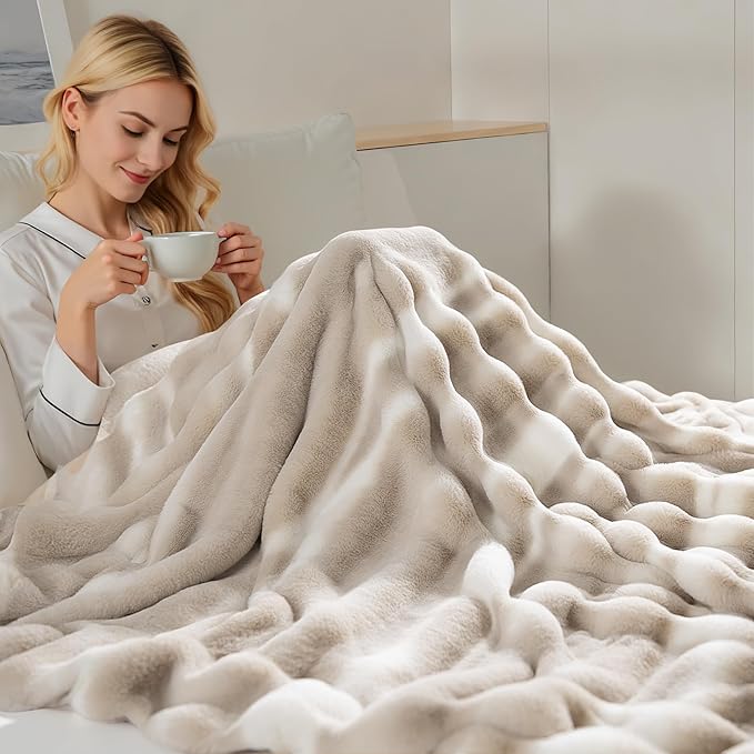 NEXHOME PRO Faux Fur Throw Blanket, Ultra Soft Cozy Warm Fuzzy Fluffy Plush - Image 2