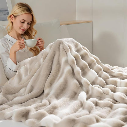 NEXHOME PRO Faux Fur Throw Blanket, Ultra Soft Cozy Warm Fuzzy Fluffy Plush - Image 2