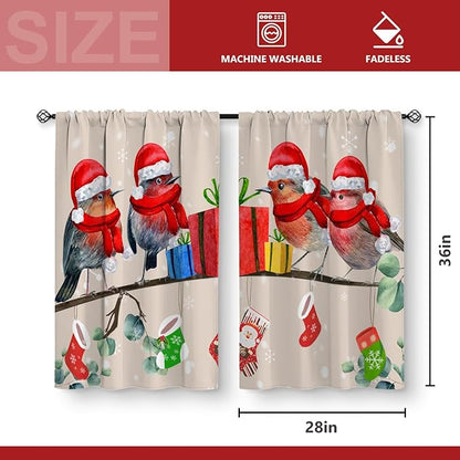 Aimego Christmas Birds Kitchen Curtains - Image 3