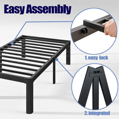 hunlostten 18in heavy duty twin bed frame no, side view