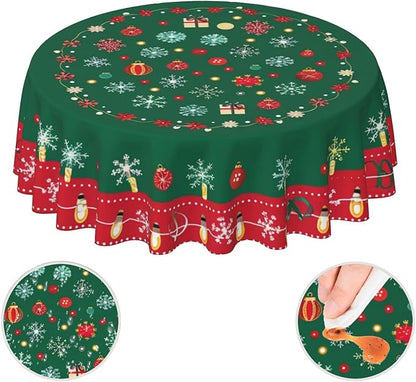 Merry Christmas Round Tablecloth 60 Inch, Decorations Round Table Cloth - Image 7