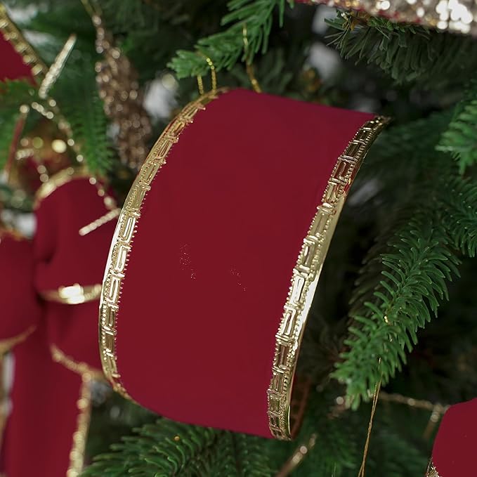 MEEDEE Burgundy Velvet Ribbon 2.5 Inch Dark Red Christmas Ribbon 10 Yards - Image 5