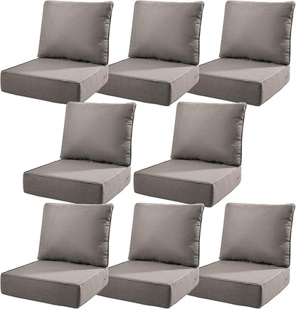 6" Thick Outdoor Cushions 22x24x6, 8-Set Deep Seat Patio Cushions by Pugire
