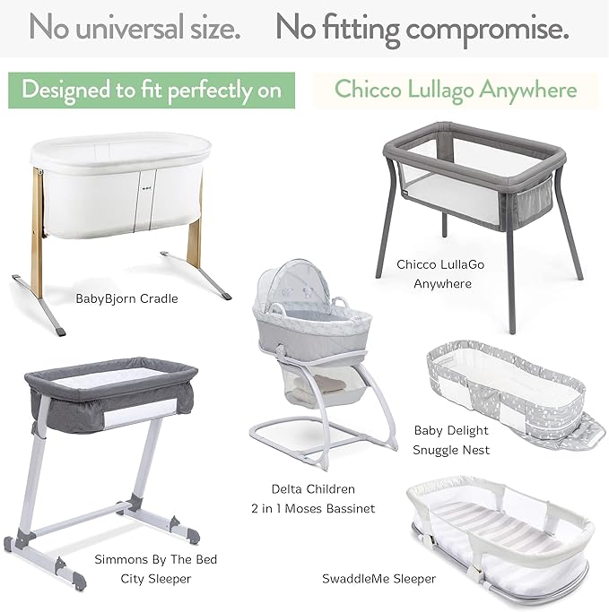 Bassinet Fitted Sheets for Chicco LullaGo Anywhere, Baby Bjorn Cradle and 14 x - Image 2