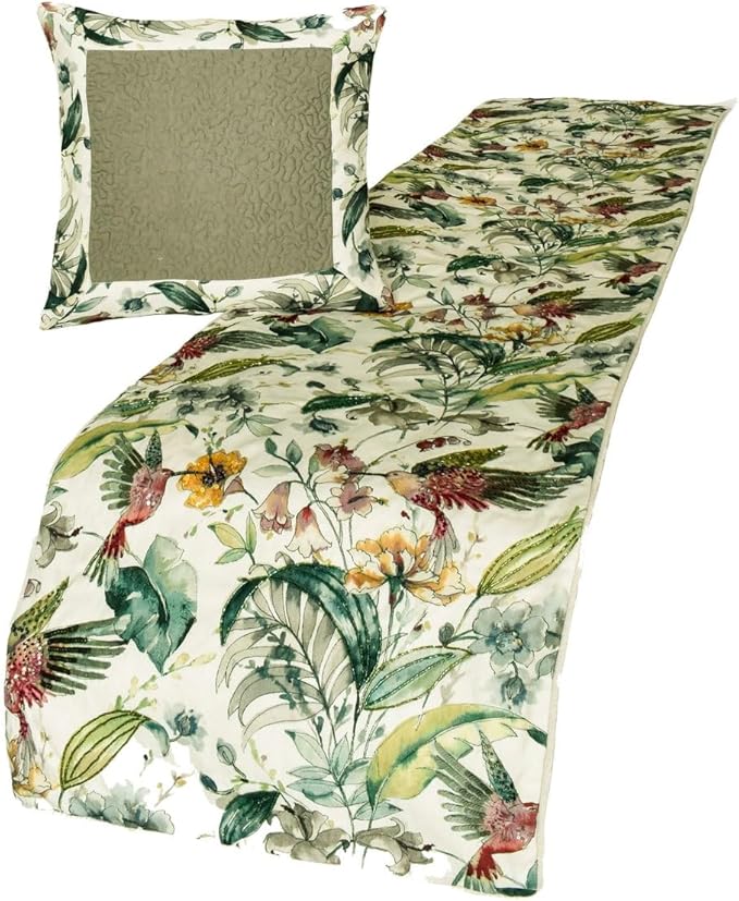 The HomeCentric King Queen Twin Ivory & Multi Designer King 90"x18" Bed Runner by TheHomeCentric