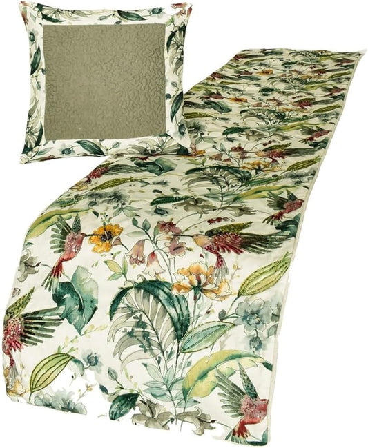 The HomeCentric King Queen Twin Ivory & Multi Designer King 90"x18" Bed Runner by TheHomeCentric
