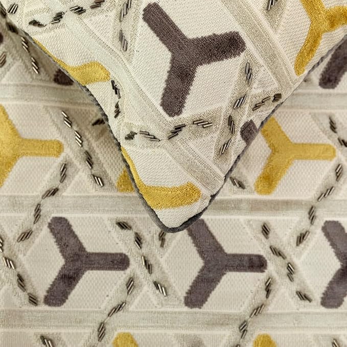 The HomeCentric King/Queen/Twin Grey & Yellow Designer Full 68"x18" Bed Runner - Image 3