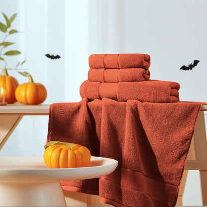 marvione bath towels set 6 piece, 100% turkish, front angle view