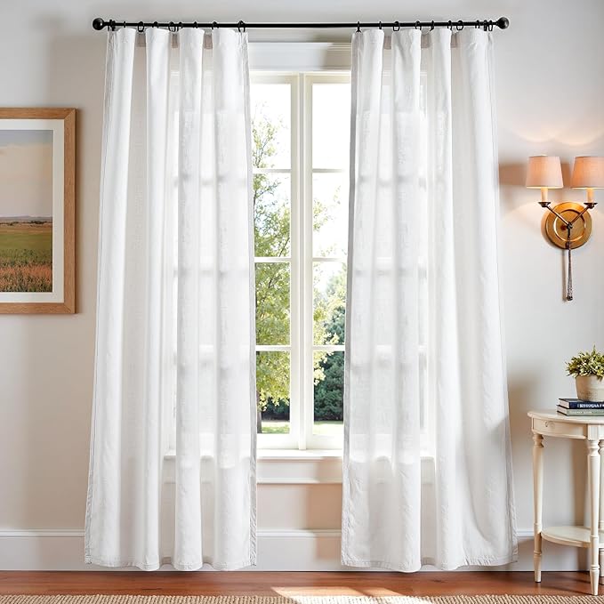 jinchan Linen Blend Curtains 84 inch Length 2 Panels by JINCHAN